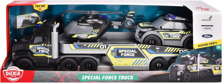 Dickie Toys - Special Force Spielzeugautos ab 3 Jahre - Fahrzeug-Set mit grossem Truck (70 cm) inkl.