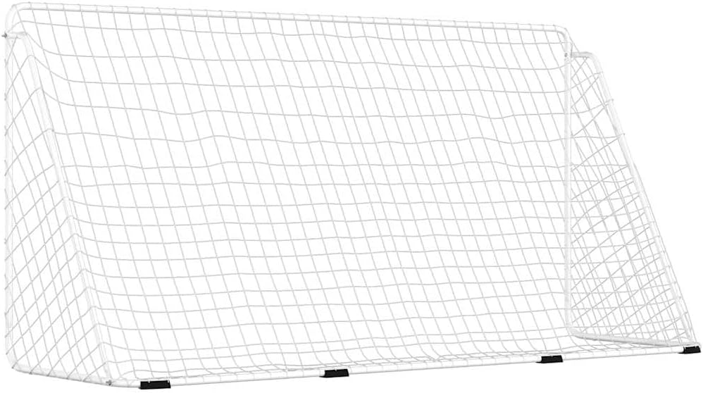 vidaXL Fussballtor mit Netz Fussball Tor Trainingstor Garten Weiss Stahl Polyester 366 x 122 x 182 c