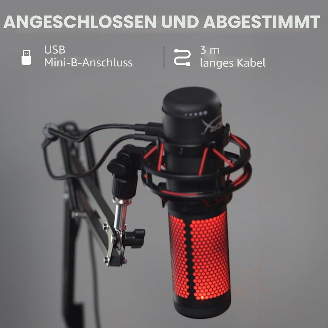 HyperX QuadCast – Standalone USB Mikrofon mit umfangreichen Funktionen für Streamer Gamer, Schwarz Q