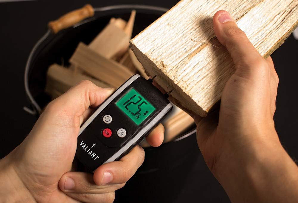 Digitales Feuchtemessgerät FIR421 von Valiant für Brennholz, Holz und Mauerwerk – schwarz Zusätzlich