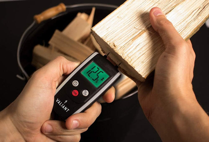 Digitales Feuchtemessgerät FIR421 von Valiant für Brennholz, Holz und Mauerwerk – schwarz Zusätzlich