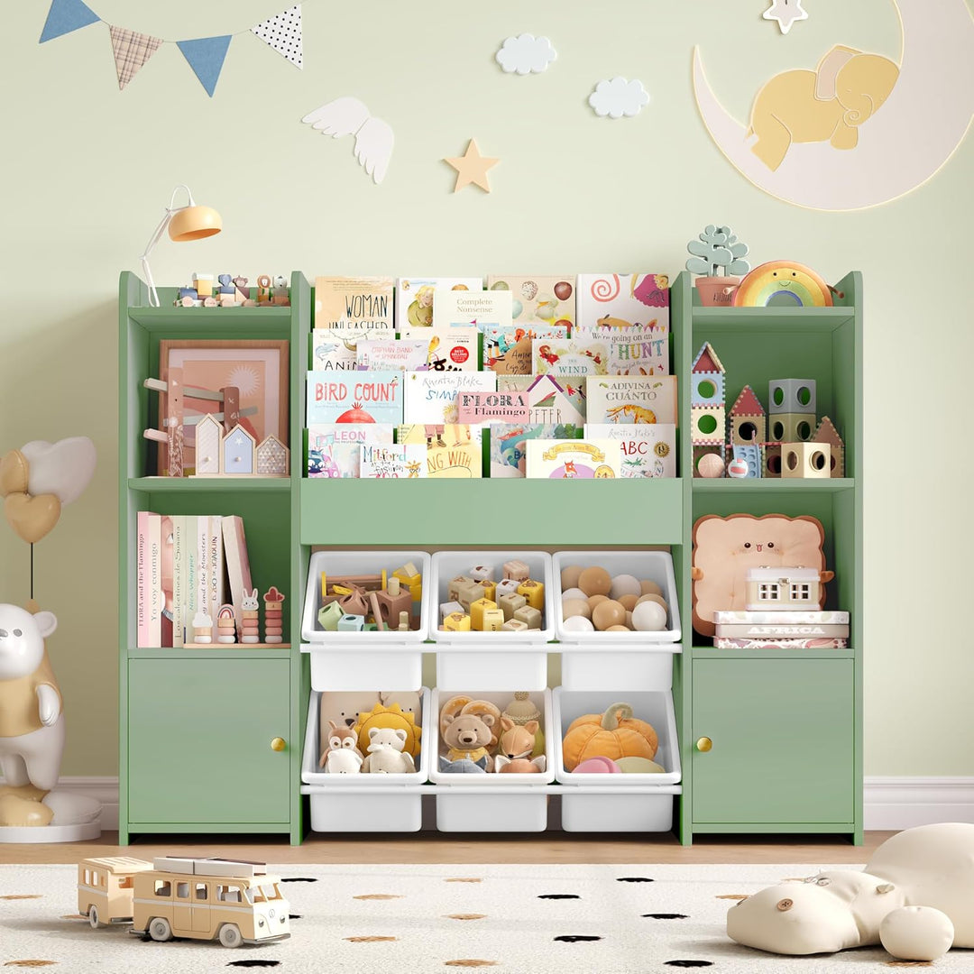 FOREHILL Kinderregal mit Kinderbücherregal Kinderzimmer Möbel aus Holz Bücherregal für Kinder mit Au