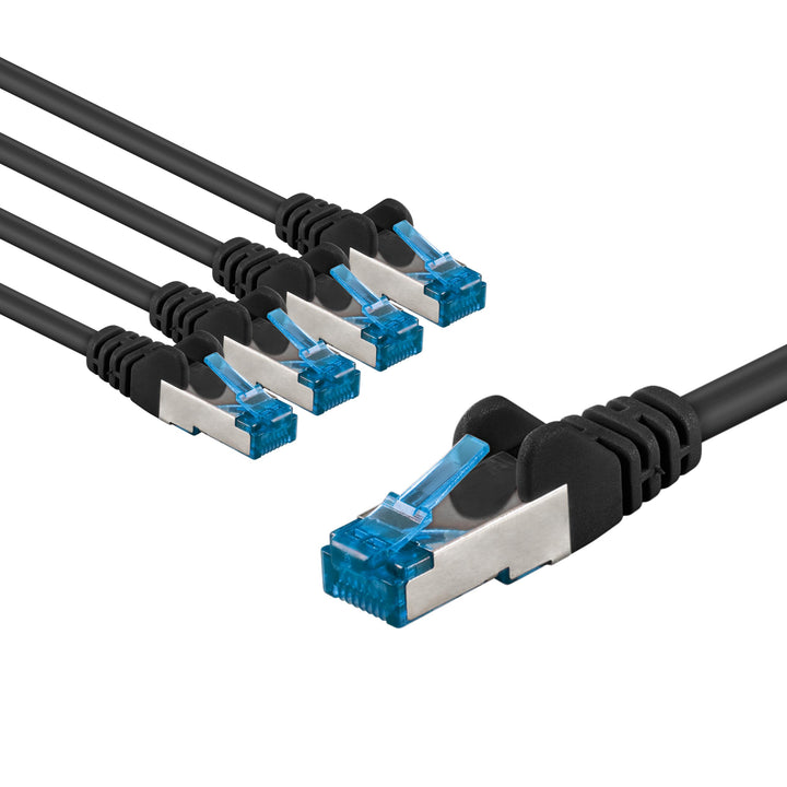goobay 66041 CAT 6A Netzwerkkabel im 5er Set/Patchkabel geschirmt S/FTP/CU Ethernet Kabel, PiMF, LSZ