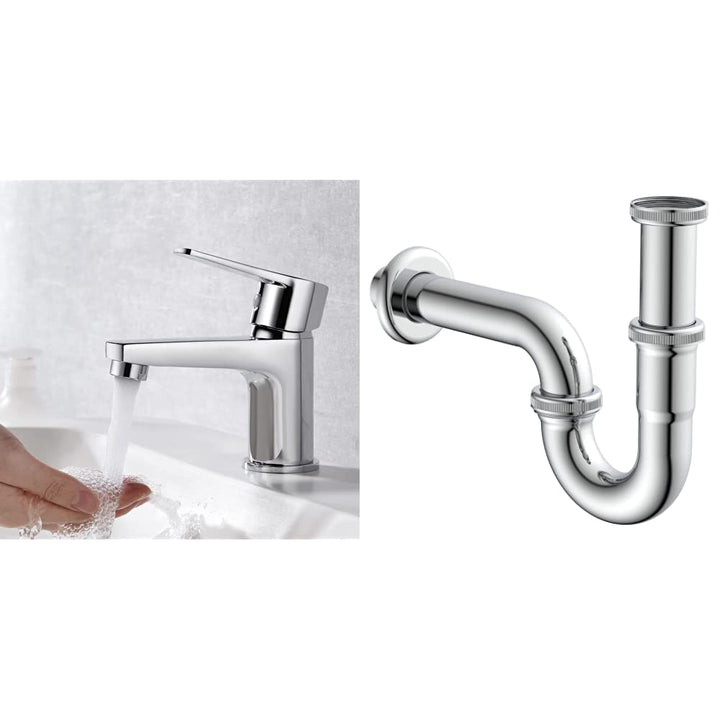 Ibergrif M11057 Wasserhahn Bad-Mischbatterie, Silber & KIRCHHOFF 98801110 Röhrensiphon Siphon, Abflu