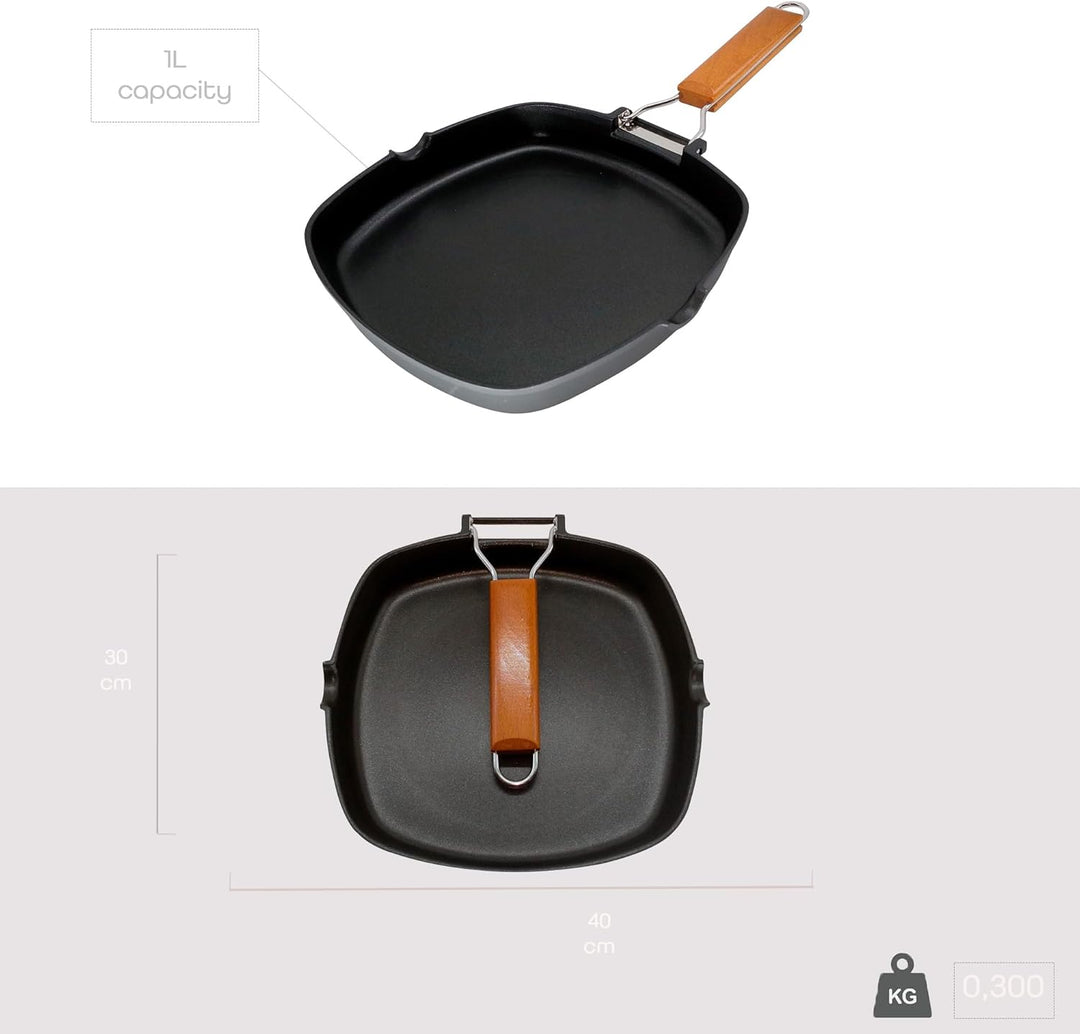 WECOOK! Ecostone Grillpfann Induktion Glatter, 28 x 28 cm, Antihaftbeschichtung ILAG Ökologisch PFOA