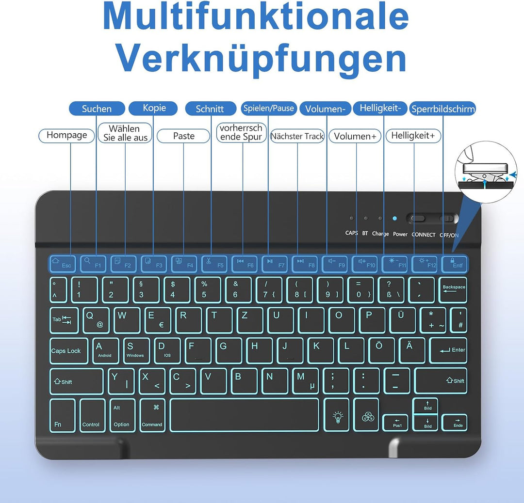 MMK Hülle mit Tastatur für iPad A16 11 Generation 2025/10 Generation 2022(11/10.9 Zoll), 7-Farben Be