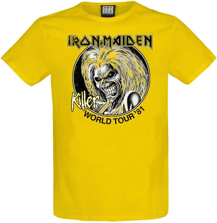 Amplified Unisex Tee - Iron Maiden - Killers World Tour, Charcoal, S