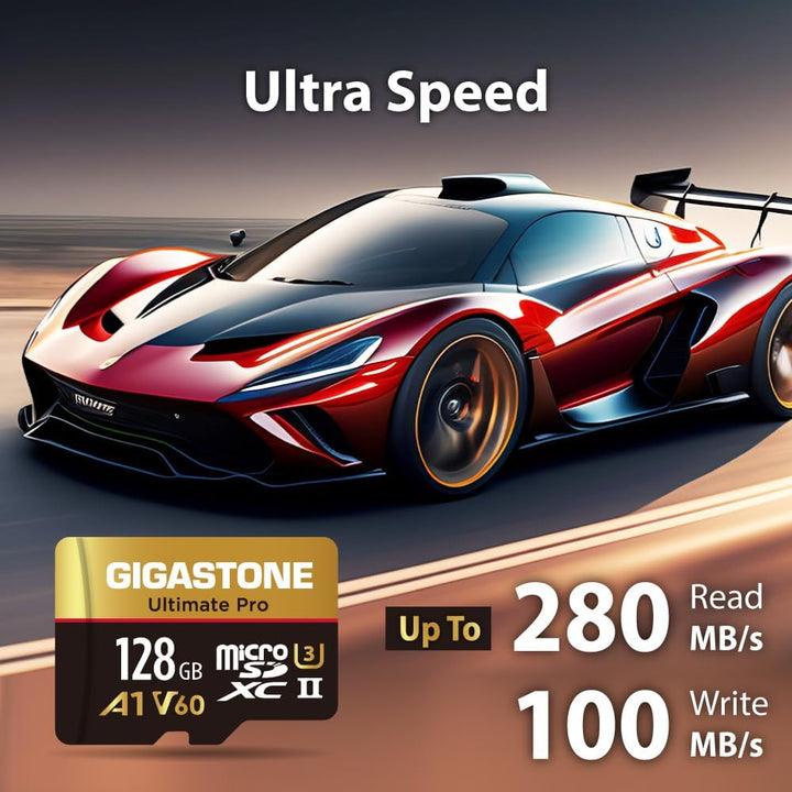 [5 Jahre kostenlose Datenwiederherstellung] GIGASTONE 128GB Micro SD Karte, Ultimate Pro, MicroSDXC