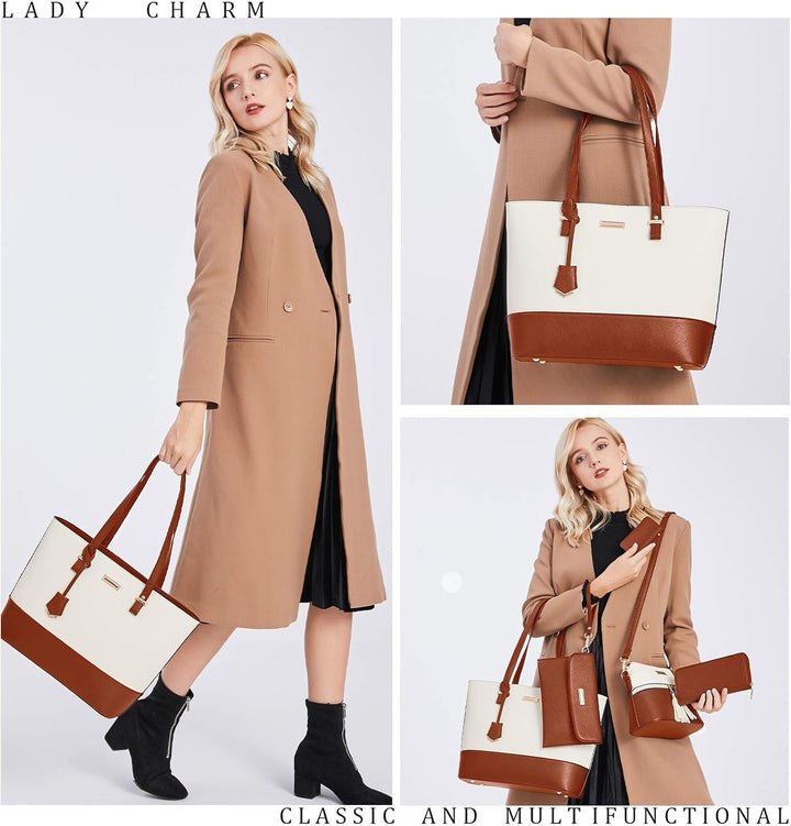 Handtasche Damen Gross Handtaschen Set Für Frauen Umhängetasche Taschen White&pinkss, White&pinkss