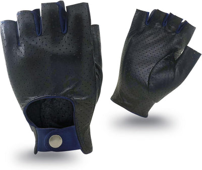 ZLUXURQ Herren-Lederhandschuhe Vollmaschige Fingerlose Halbfinger-Fahrhandschuhe Small-8.5" Schwarz