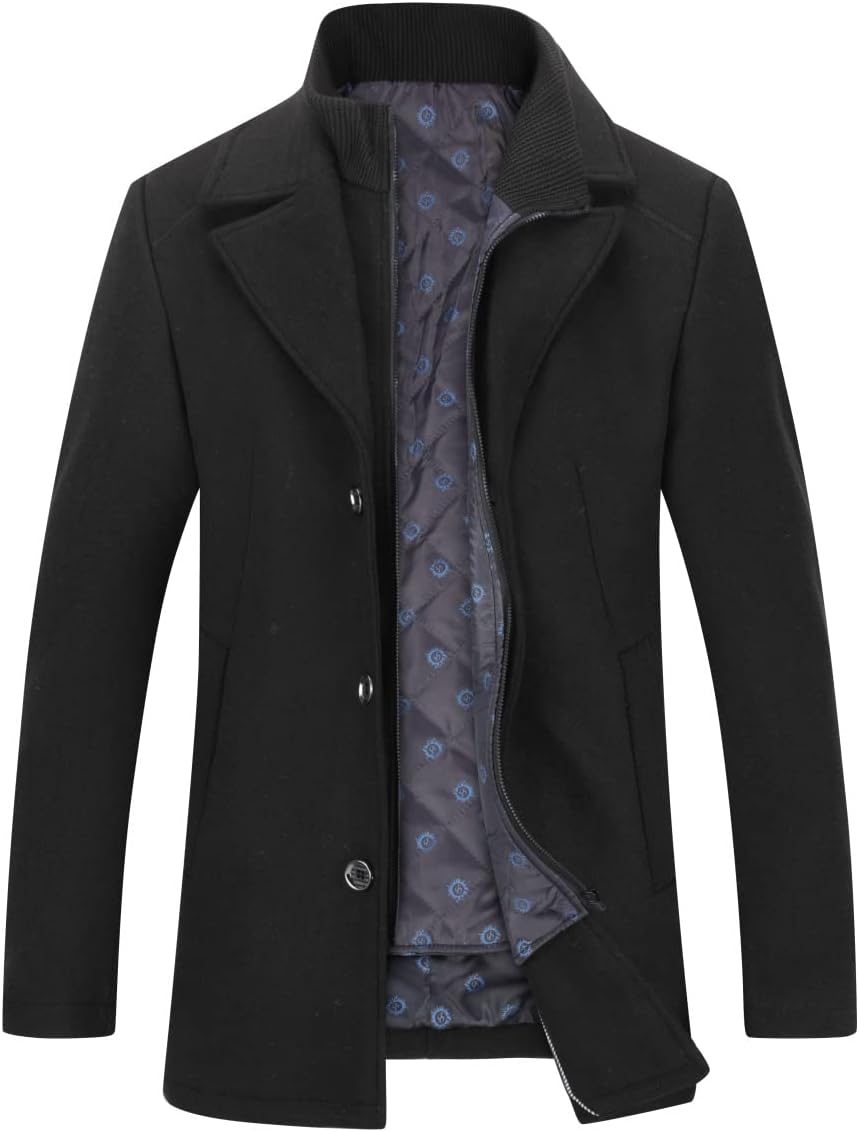 YOUTHUP Herren Mantel mit Steppweste Winter Wollmantel Wolle Slim Fit Übergangsmantel Outdoor Winter