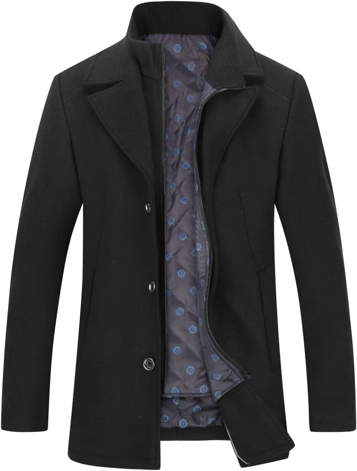 YOUTHUP Herren Mantel mit Steppweste Winter Wollmantel Wolle Slim Fit Übergangsmantel Outdoor Winter