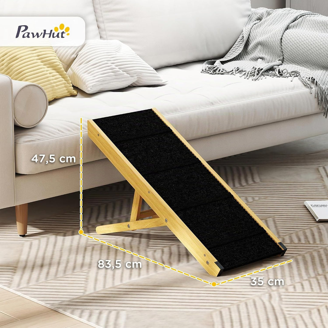 PawHut Hunderampe für Bett und Couch Faltbar Haustierrampe mit 4 Einstellbare Höhe von 24 bis 47,5 c