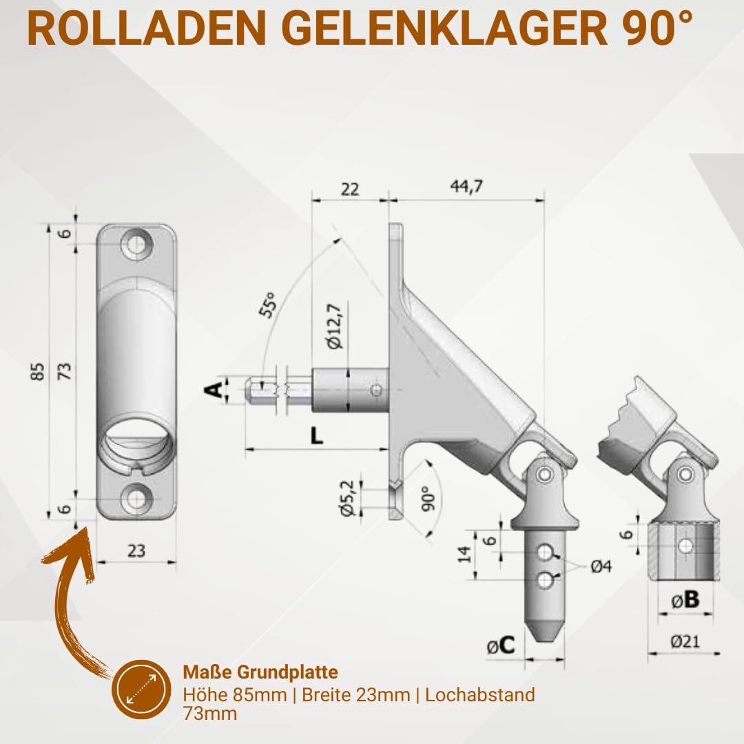 Rolladen Gelenklager 90° Lager Getriebe für Rolladen Rolladenlager Rolladen Kurbelgetriebe Gelenklag