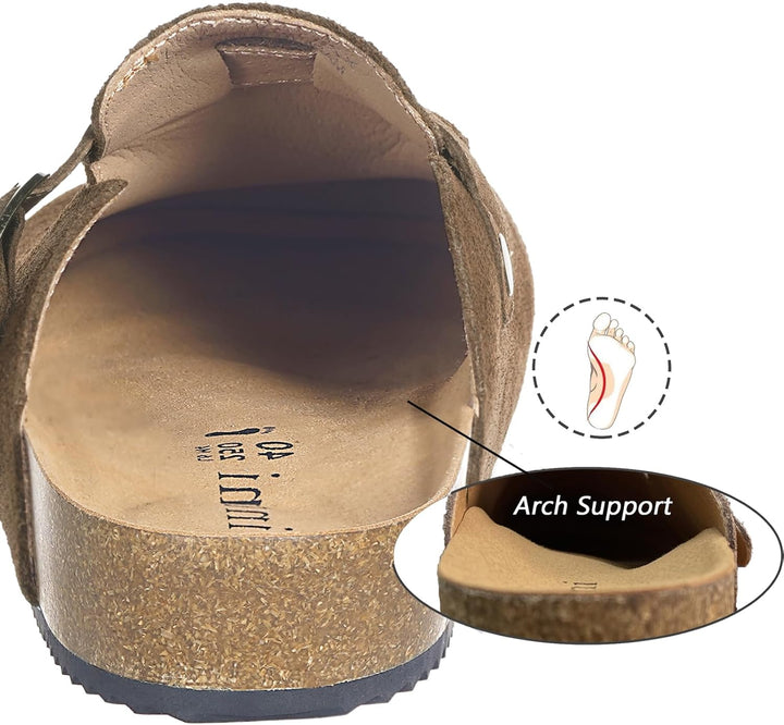 Intini Clogs Hausschuhe Herren Damen Pantoletten Leder | Schlappen Geschlossene, Weiches Kork-fussbe