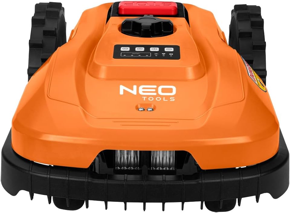 NEO TOOLS Mähroboter mit Austauschbarem Akku für Gärten bis 600 m2 - Steuerung per Smartphone-App -