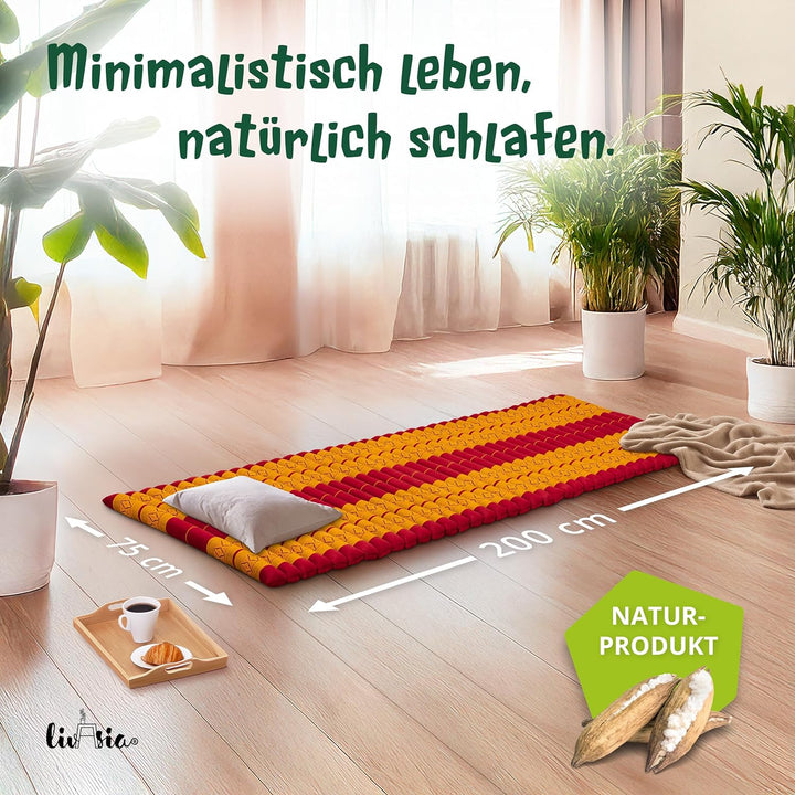 livasia Rollmatte Rollmatratze L-200x110x4,5cm, Gästebett Gästematratze 1 Person, Reisebett Kofferra