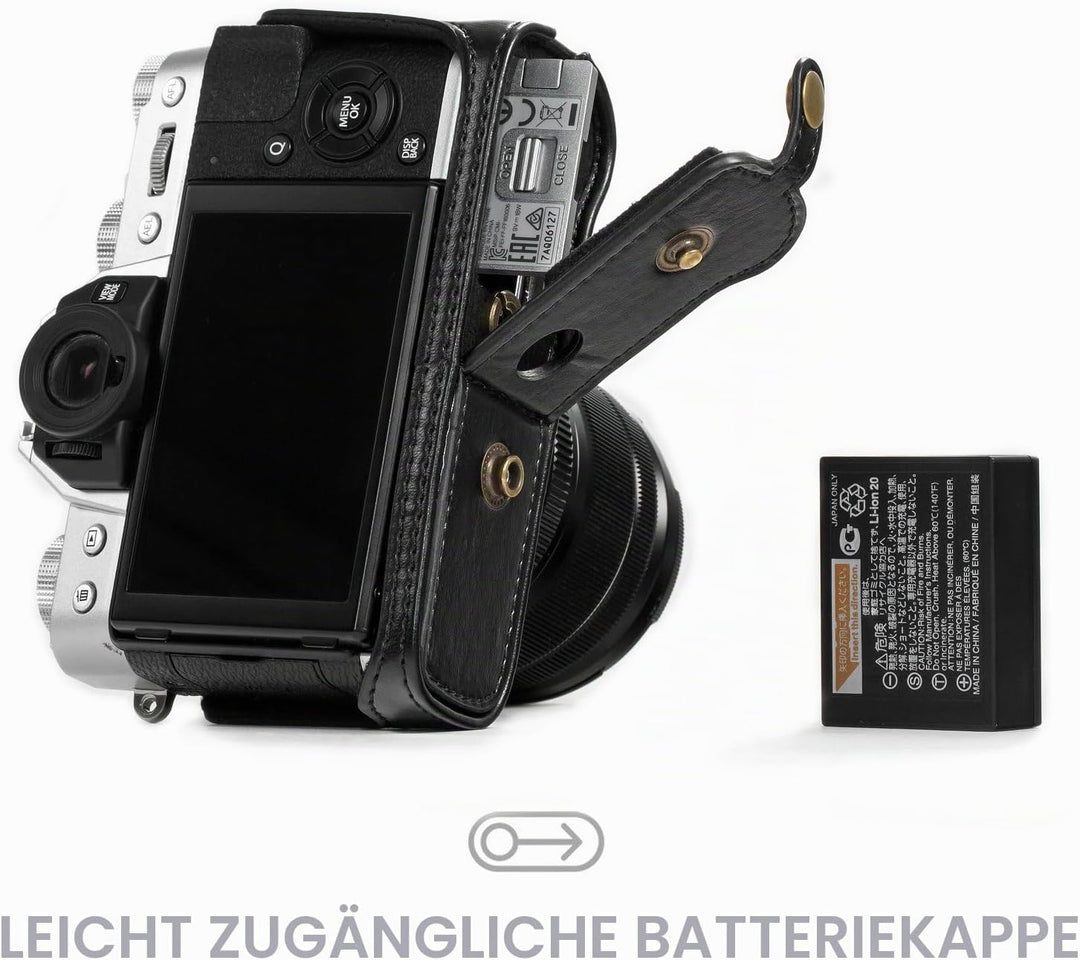 MegaGear MG576 Ever Ready Leder Kameratasche mit Trageriemen kompatibel mit Fujifilm X-T30, X-T20 (1