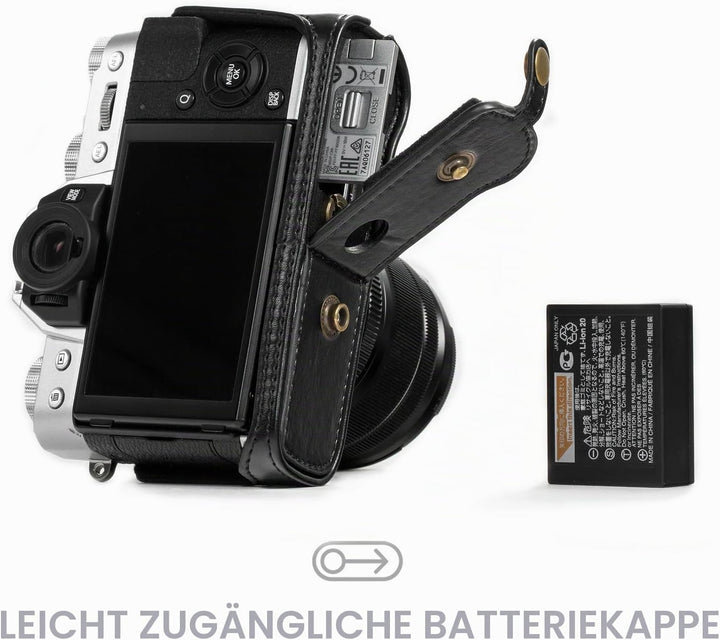 MegaGear MG576 Ever Ready Leder Kameratasche mit Trageriemen kompatibel mit Fujifilm X-T30, X-T20 (1