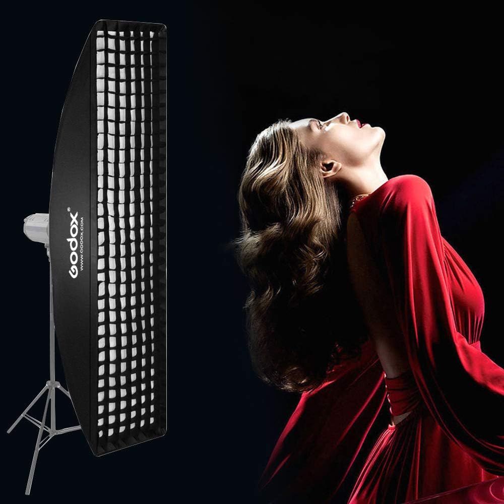 GODOX Softbox 35cm X 160cm Rechteckige Softbox mit Gitter Studioleuchte Bowens Softboxen Fotografie