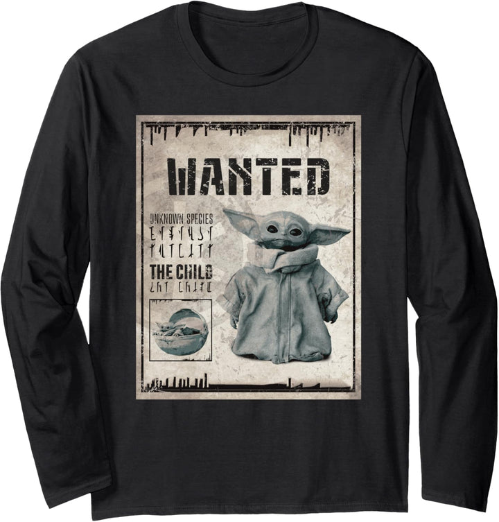 Star Wars The Mandalorian The Child Wanted Poster Langarmshirt