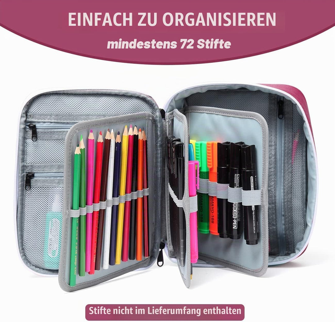 VASCHY Grosse Federmäppchen, Multi Fächer Mäppchen Organizer 72 Stück Etui Schule Federmappe Federta