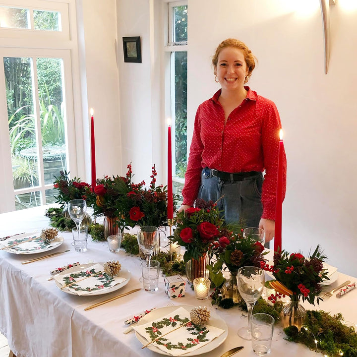 Talking Tables 20 XL Servietten Weihnachtspapier mit Stechpalmen-Design | Luxus-Einweg-Servietten |