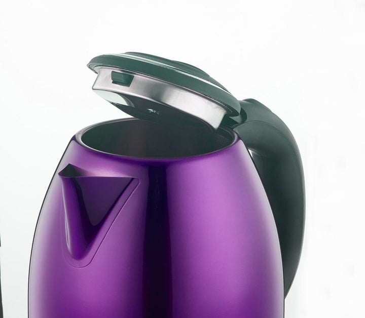 Herzberg, HG5011-PUR, 1.8L Edelstahl kabelloser Wasserkocher in Violett, 1500W Flachbodenwiderstand,