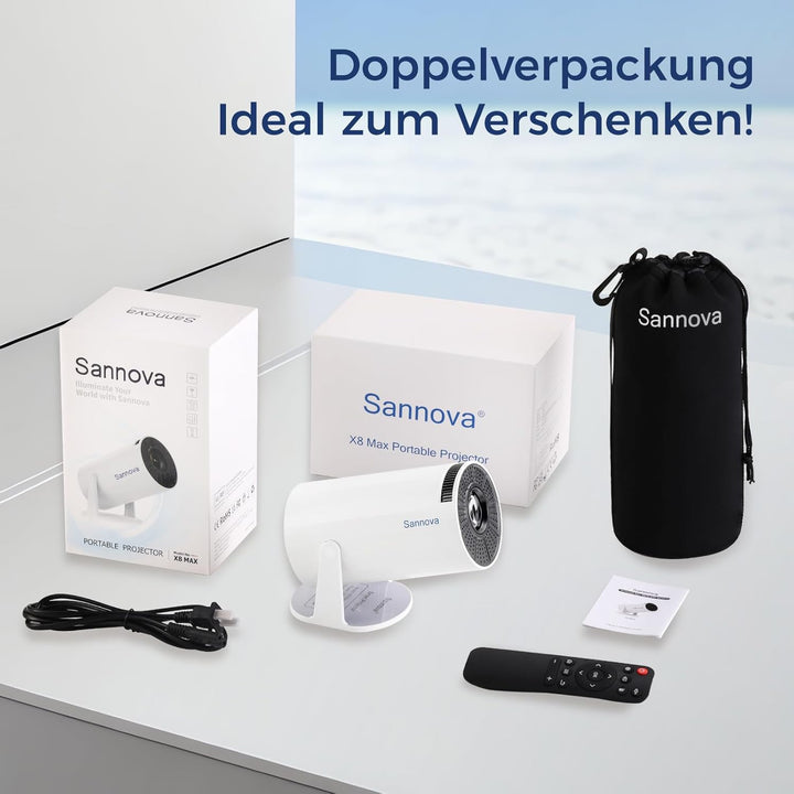 Mini Beamer, Projektor 4k 1080P Unterstützt, 5G WiFi, 200 ANSI, Android 11, Automatischer Trapezkorr