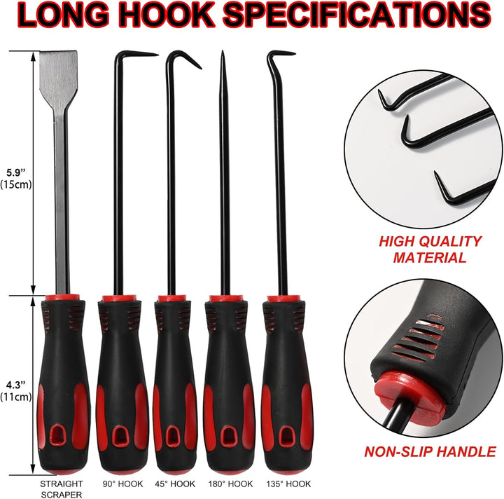 11x Haken und Pickel Set O-Ring Dichtung Demontage W/Schaber Teleskopwerkzeug Stahlschaft Schaber Sc