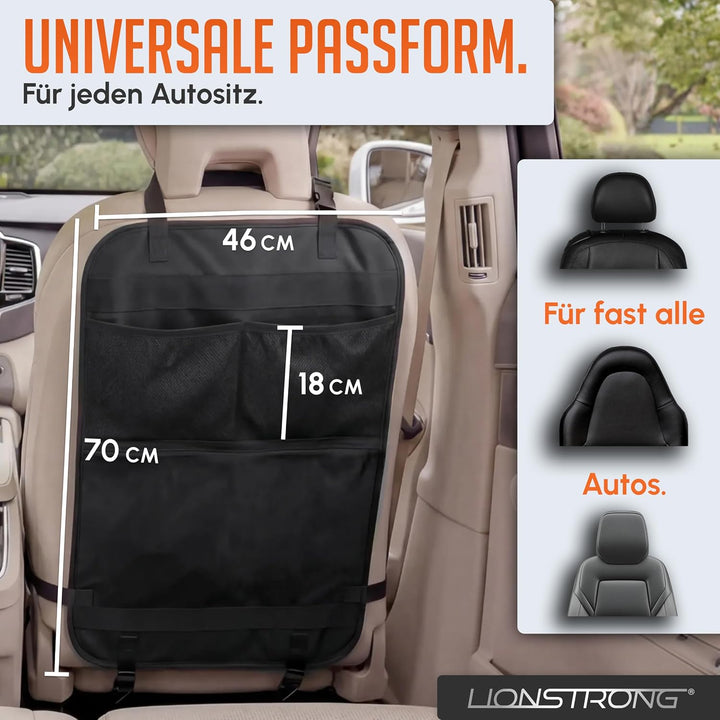 LIONSTRONG® Auto Organizer Kinder Rücksitz [wasserdicht] - Rückenlehnenschutz Auto Kinder - Autositz