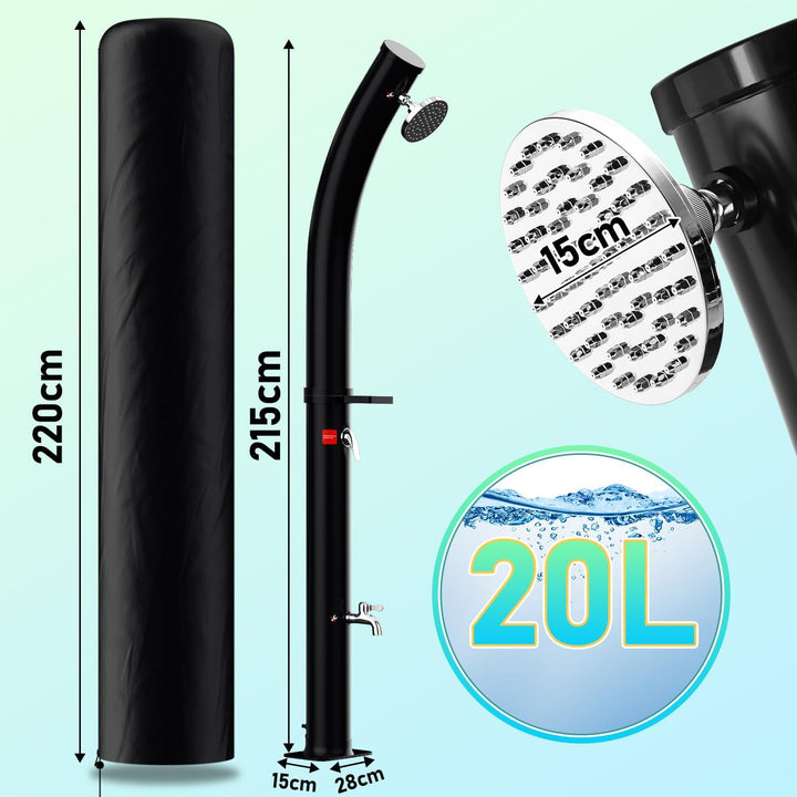 Solardusche 20L Bogen Solar Gartendusche warmes Wasser Bis Zu 60°C Ohne Stromanschluss Pooldusche Ca