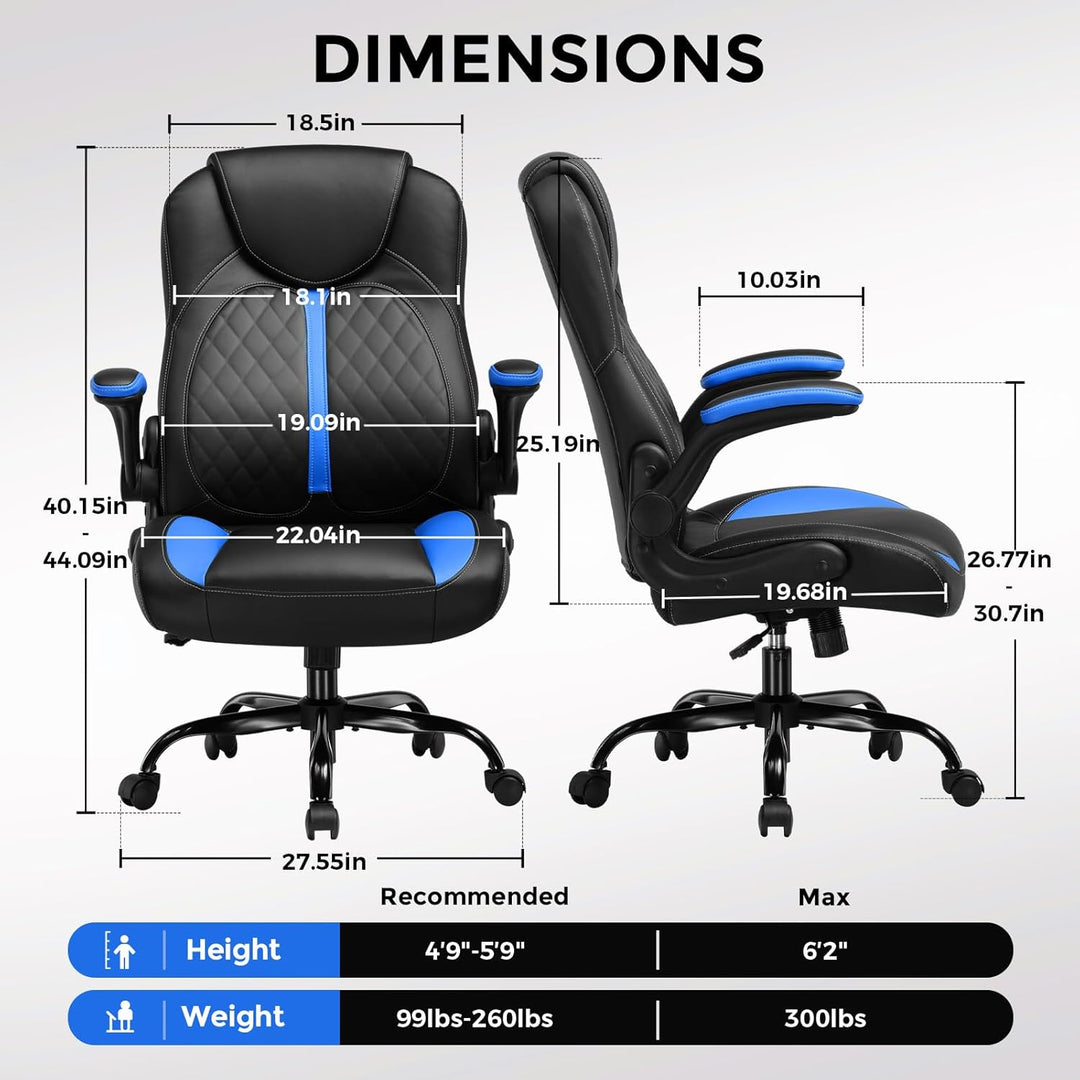 GTPLAYER Gaming Stuhl mit hochklappbarer Armlehne, Gamer Stuhl mit Schaukelfunktion, Ergonomischer C