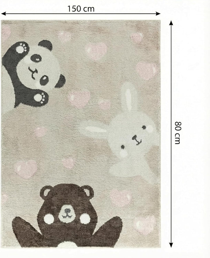 Jimri Teppich Kinderzimmer - Teppiche für Kinderzimmer, Kinderteppich, Kinderteppich Mädchen, Bär, H
