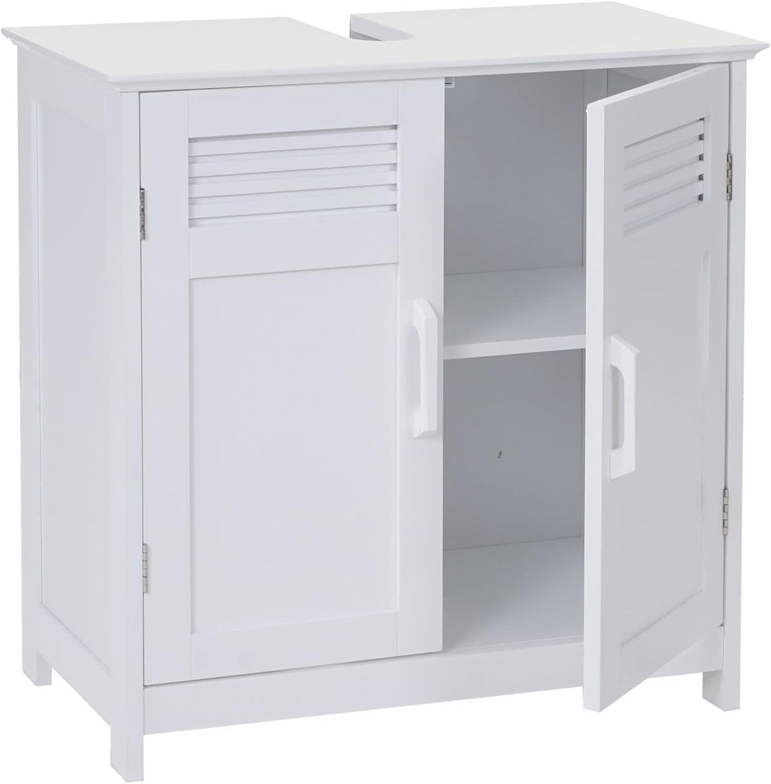 Mendler Waschbeckenunterschrank HWC-A85, Badschrank 60x60x30cm - weiss, Weiss