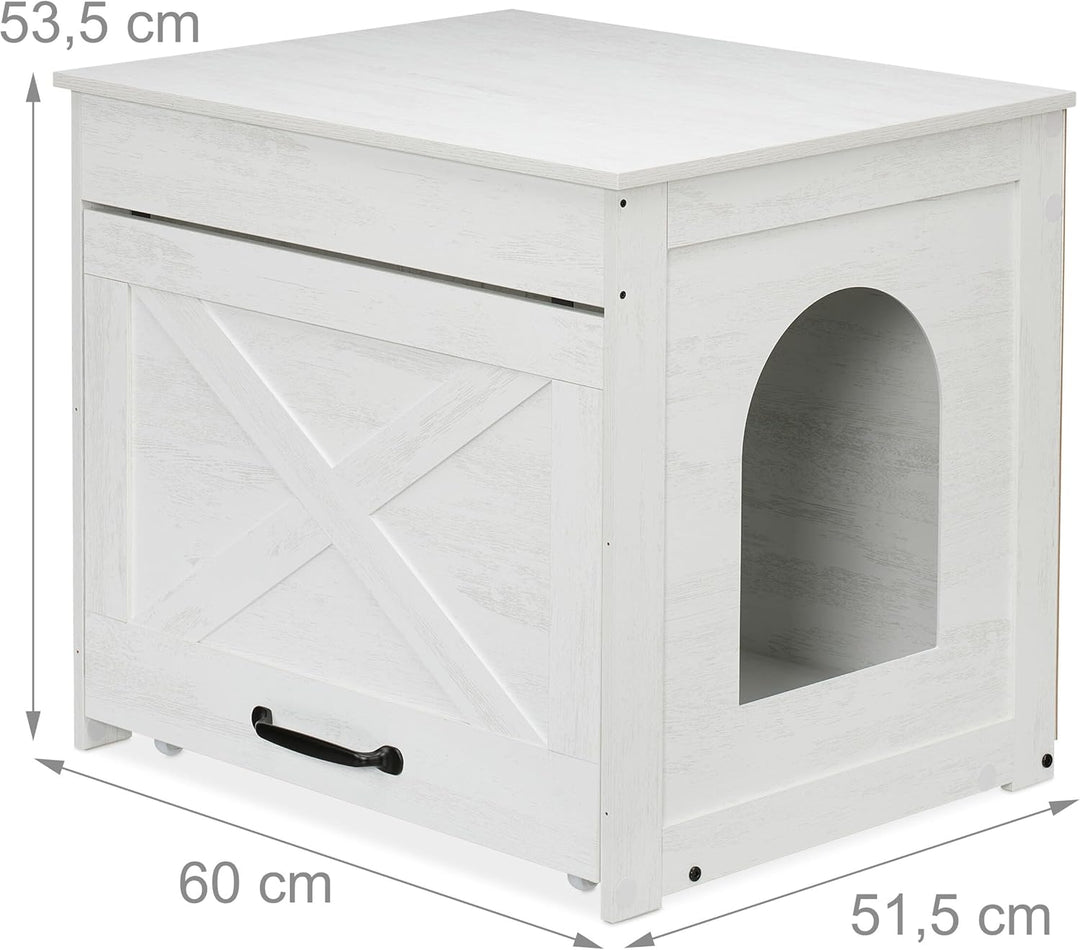 Relaxdays Katzenschrank für Katzentoilette, Katzenklo verstecken, ausziehbare Schublade, HBT: 53,5x6