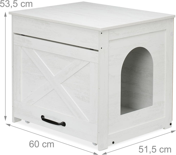Relaxdays Katzenschrank für Katzentoilette, Katzenklo verstecken, ausziehbare Schublade, HBT: 53,5x6