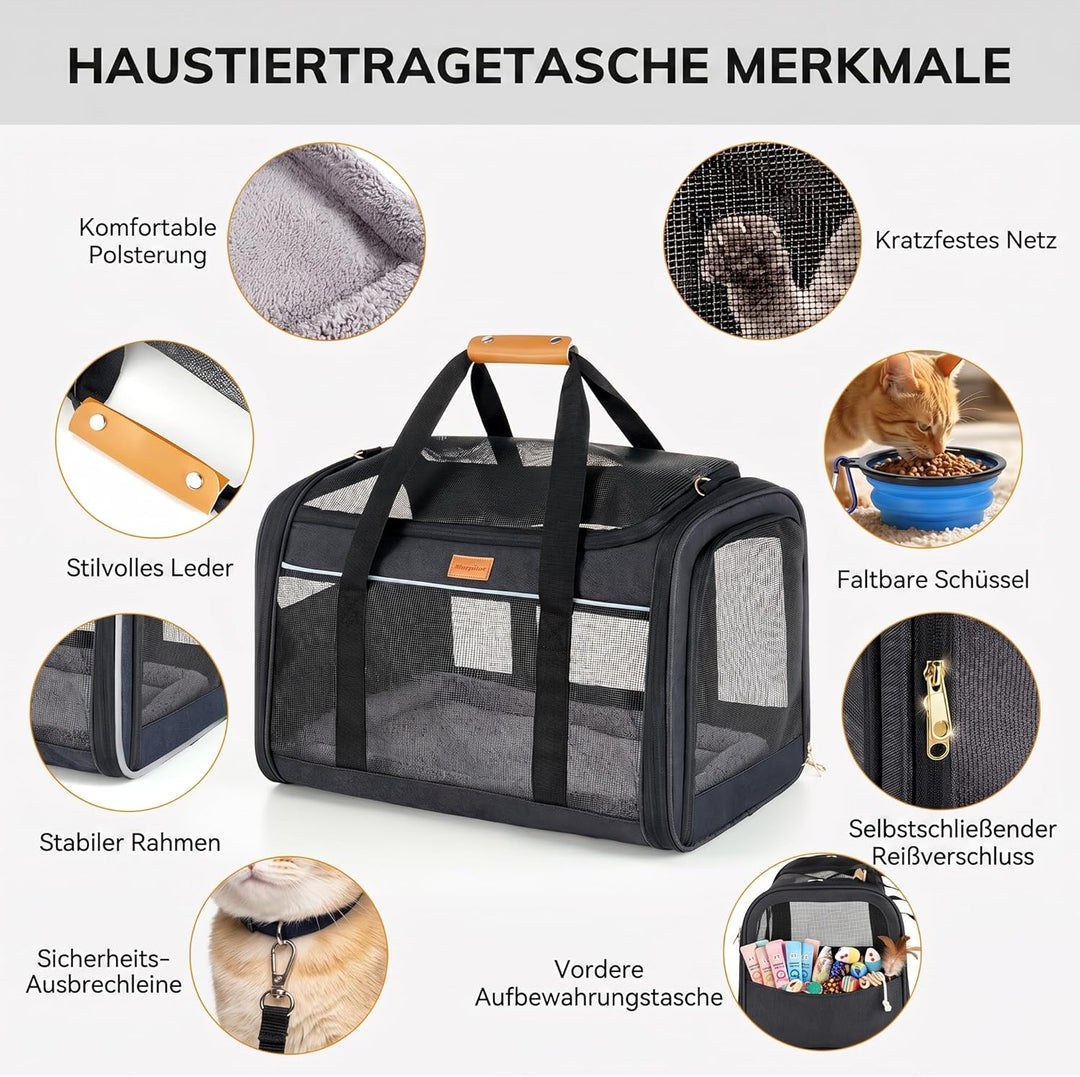 Morpilot Katzentransportbox für grosse Katzen & Welpen bis 12 kg, Transportbox Katze mit 4-seitigem