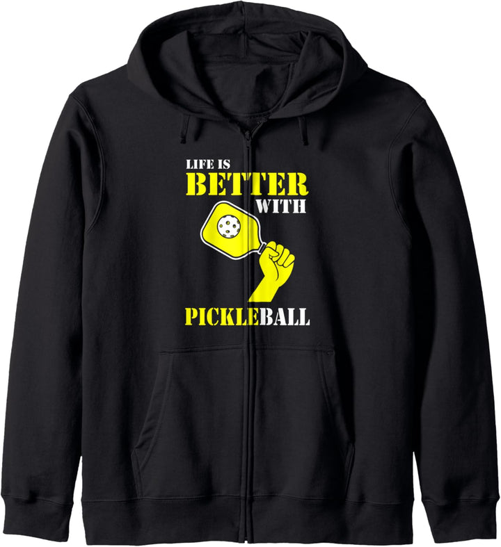 Leben mit Pickleball-Spieler lustiger Spruch Kapuzenjacke