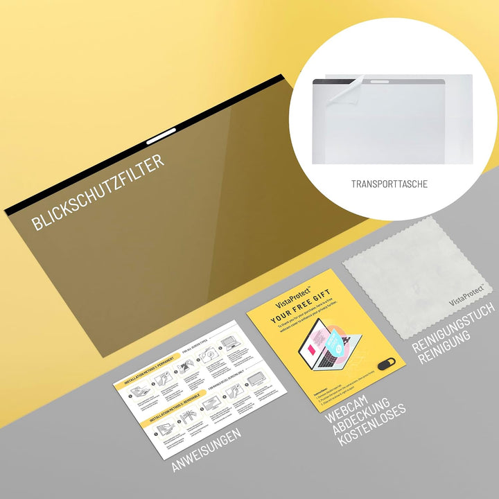 VistaProtect – Premium Blickschutzfilter &amp; Anti-Blaulichtfilter, Privacy Filter Anti Blue Light Blic