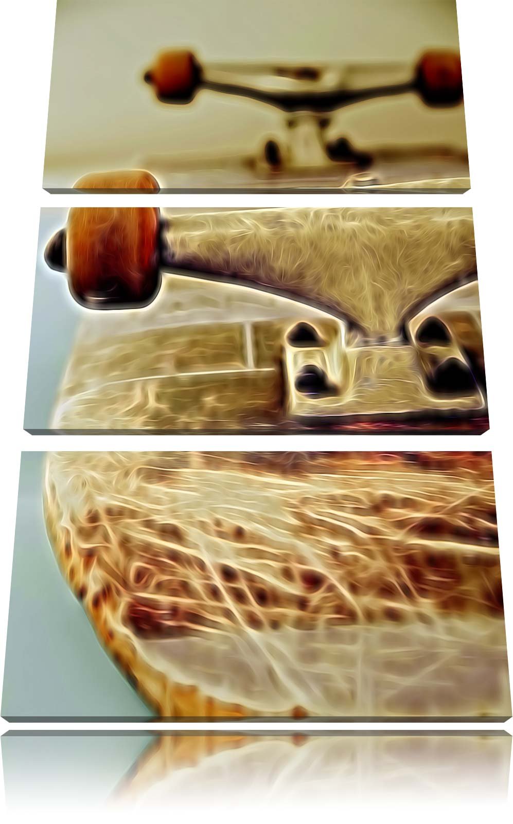 Pixxprint Skateboard als Leinwandbild | Grösse: 3 Teilig (120x80) | Wandbild| Kunstdruck | fertig be