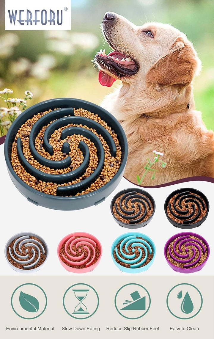WERFORU Langsame Fütterung Hundenapf, Anti Schling Interaktiver Hundefutternapf, Tinte Blau, Blau