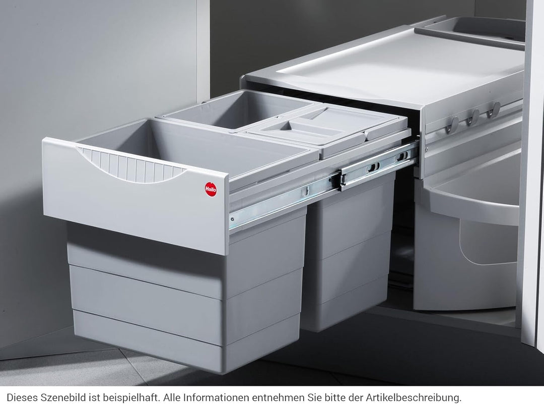 Hailo Abfallsammler Rondo 3646131 | Eckabfallsammler 3fach für 90x90 Eckunterschrank | 2x 8.5 + 18 L