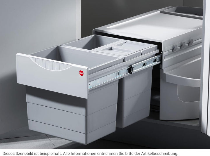 Hailo Abfallsammler Rondo 3646131 | Eckabfallsammler 3fach für 90x90 Eckunterschrank | 2x 8.5 + 18 L