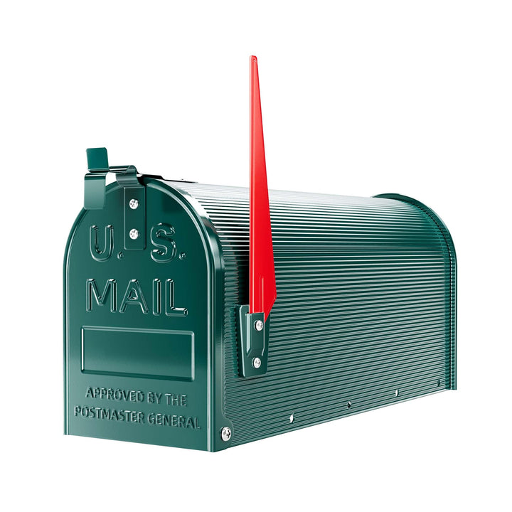 Wiltec US Mailbox grün 150 x 513 x 223 mm, amerikanischer Briefkasten mit Fahne, Wandbriefkasten ode