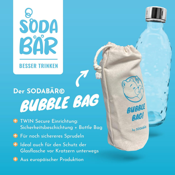 SodaBär® | Glasflasche für Wassersprudler (SodaStream*, Aarke*, uvm.) | 0,75l im Retro Look | Die ök