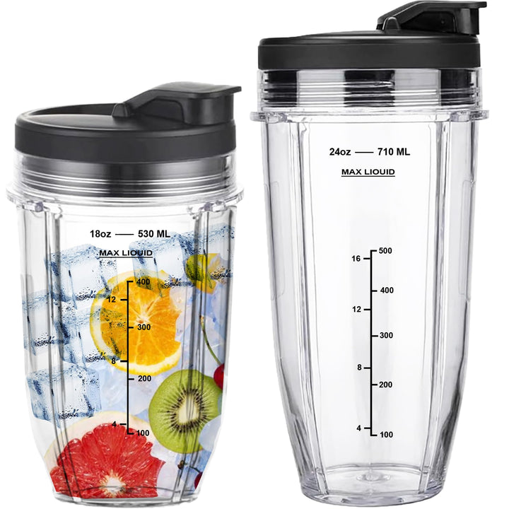 Ersatzbecher kompatibel mit Ninja Auto-iQ Blender – 18oz & 24oz Smoothie Cups mit Deckel – Passend f
