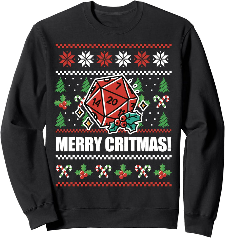 Merry Critmas Rollenspiel RPG-Würfel Ugly Christmas Meme Sweatshirt