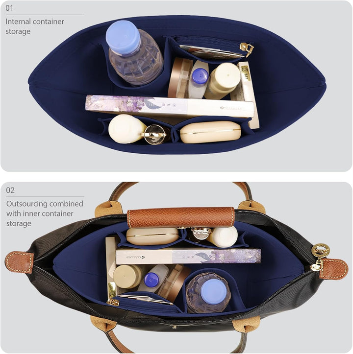 Lckaey Geldbörse Organizer für Tasche Organizer le pliage gross Y012-navyblue-L L/11.4*7.3*8.86in Ma