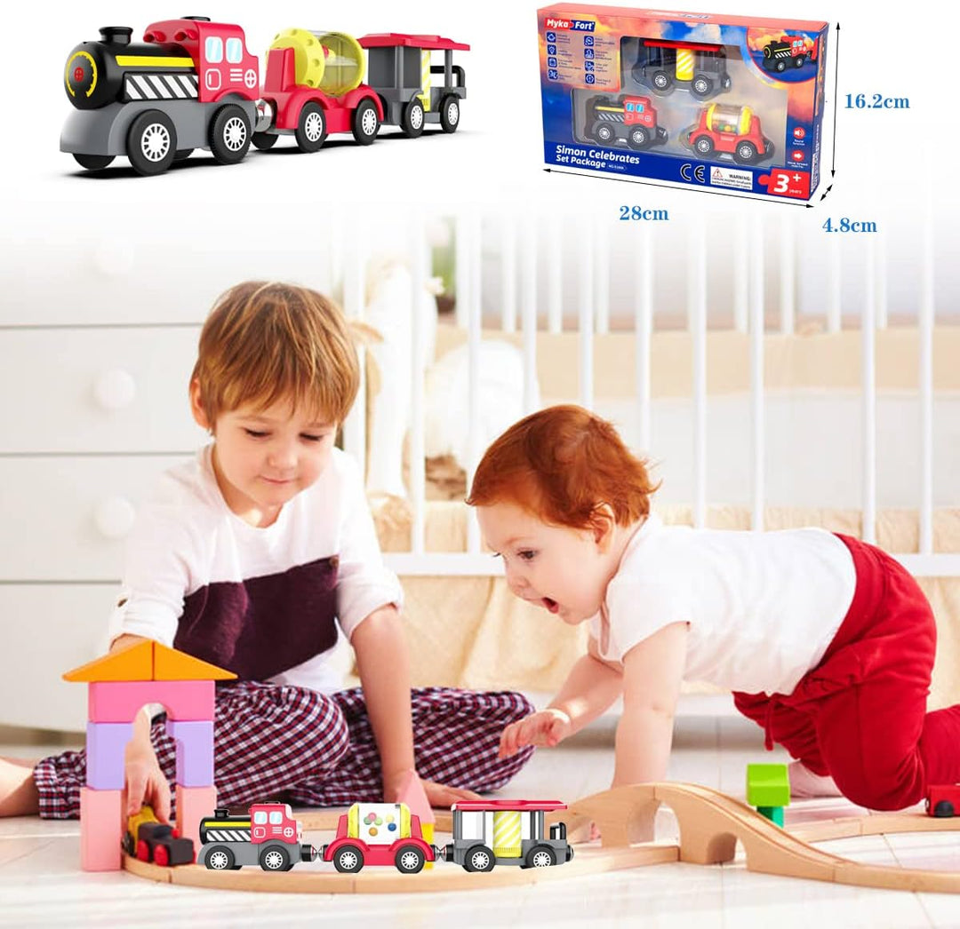 LiRiQi Holzeisenbahn Zug Elektrische, Eisenbahn Lok Kinder, Batteriebetriebener Lokomotivzug, Hohe G